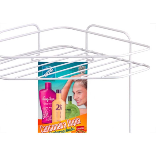 Cantoneira Porta Shampoo Dupla Emborrachada Arthi Branca - 2137