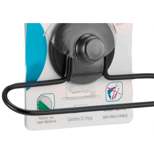 Porta Toalha De Rosto Metal Arthi Com Fixacao Adesiva Preto - 3441