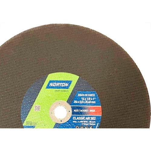 Disco Corte Ferro Norton Classic Ar302 - 14''X1''X3/4'' - 3,0Mm