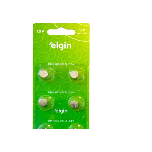 Pilha Elgin Alcalina Bateria Lr41 - 1,5V. Cartela Com 10 Pecas - 82261