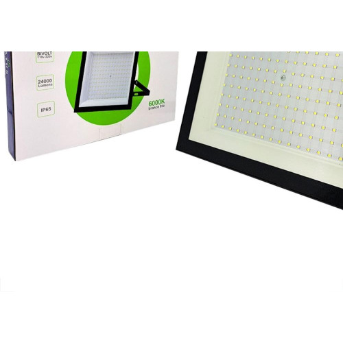 Refletor De Led Atus 300W. 6000K . 24000Lm Ip65 Preto Bivolt - 0424