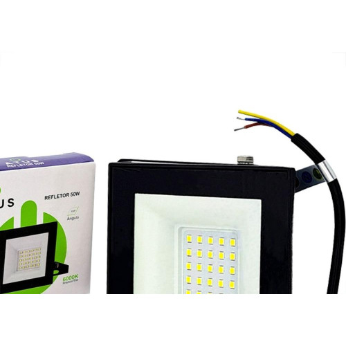 Refletor De Led Atus 50W. 6000K. 4000Lm Ip65 Preto Bivolt - 0421