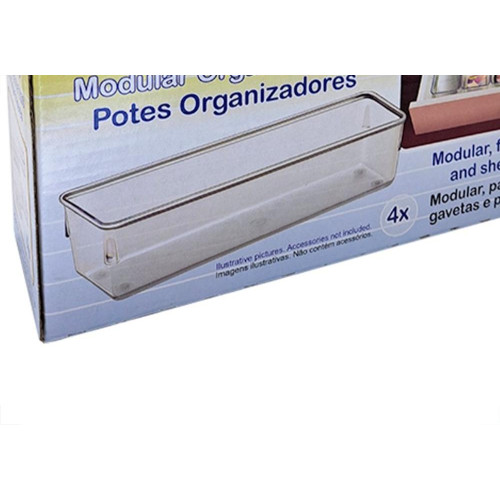Organizador Acrimet Para Gaveta Grande 24 X 8 X 5,5Cm Caixa Com 4 Pecas