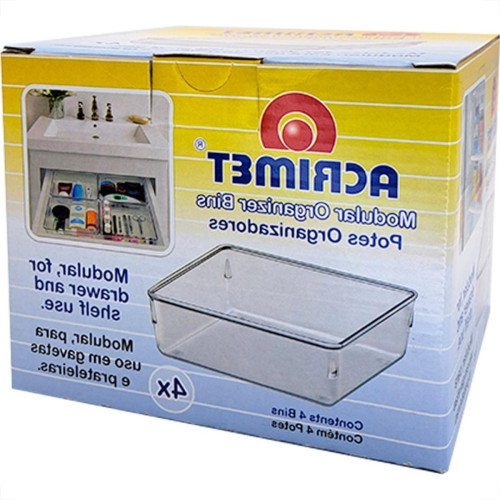 Organizador Acrimet Para Gaveta Grande 16 X 16 X 5,5Cm Caixa Com 4 Pecas
