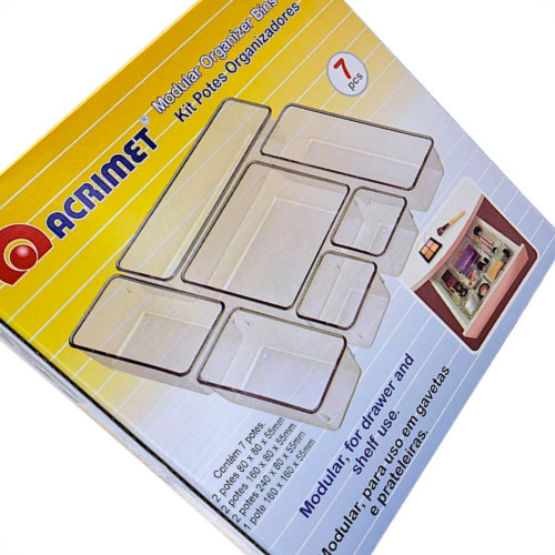 Organizador Acrimet Para Gaveta Kit Com 7 Pecas Tamanhos Diversos