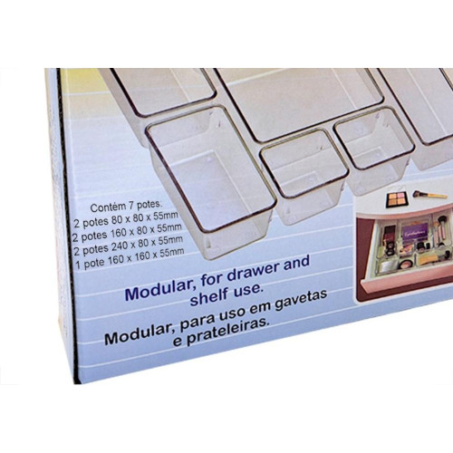 Organizador Acrimet Para Gaveta Kit Com 7 Pecas Tamanhos Diversos