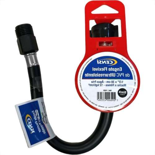 Engate Flexivel Preto Pvc Fosco Censi 30Cm Ultra Resistente