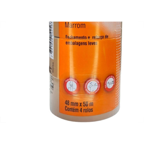 Fita Adesiva Embalagem 3M Marrom 48Mm X 50M - Kit C/4 Pecas