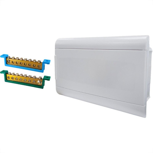 Centrinho Steck Pvc Embutir Branco Para 16 Disjuntores Din Com Barramento