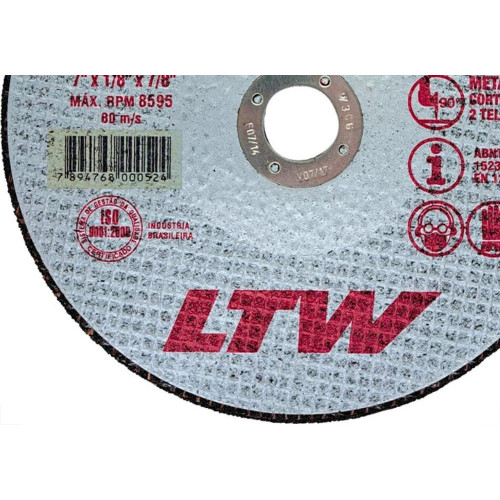 Disco Corte Ferro Carborundum 7''X1/8''X7/8''- 2 Telas