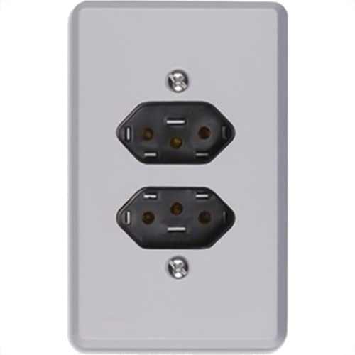 Conjunto Ilumi Cinza Com Placa 2 Tomadas 2P+T. 10A. - 13120