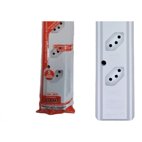 Tomada Barra Interneed Pro45 - 2 Polos +Terra Branca 20A. Quadrupla