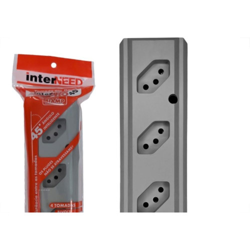 Tomada Barra Interneed Pro45 - 2 Polos +Terra Cinza 20A. Quadrupla