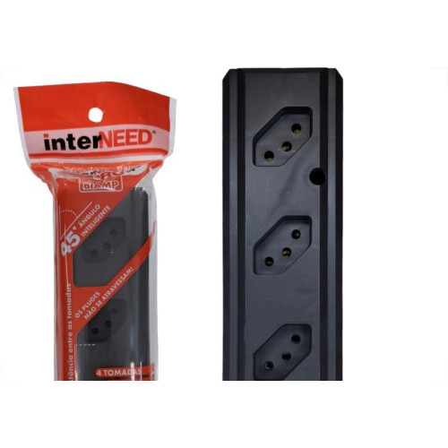 Tomada Barra Interneed Pro45 - 2 Polos +Terra Preta 20A. Quadrupla