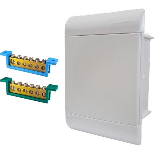 Centrinho Steck Pvc Embutir Branco Para 5 Disjuntores Din Com Barramento