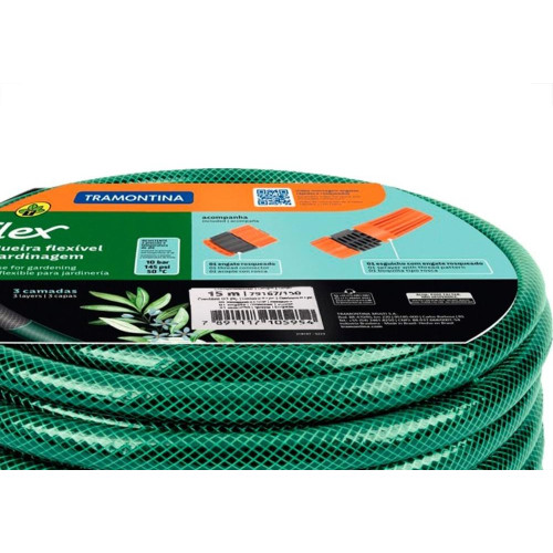Mangueira Jardim Tramontina Flex Preta/Verde Conjunto Com 15M