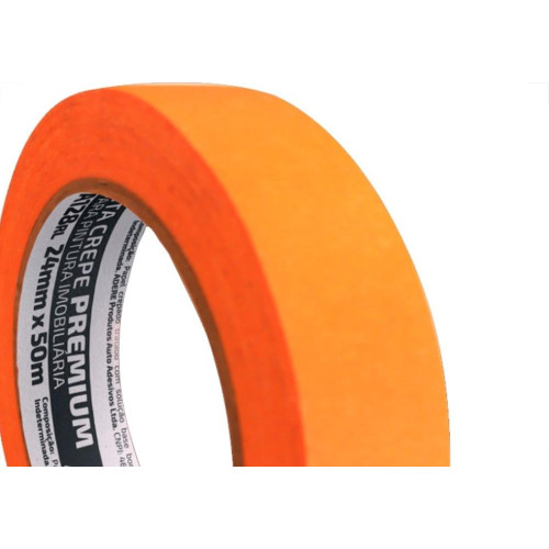 Fita Crepe Adere Laranja Para Pintura Imobiliaria A128Rls - 24Mm X 50M