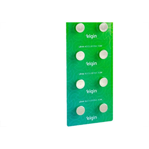Pilha Elgin Alcalina Bateria Lr44 - 1,5V. Cartela Com 10 Pecas - 82194