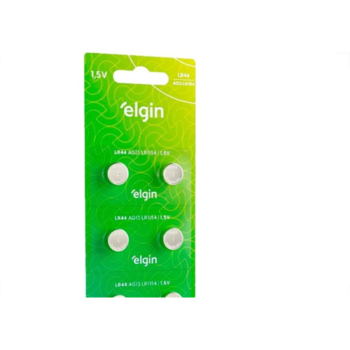 Pilha Elgin Alcalina Bateria Lr44 - 1,5V. Cartela Com 10 Pecas - 82194