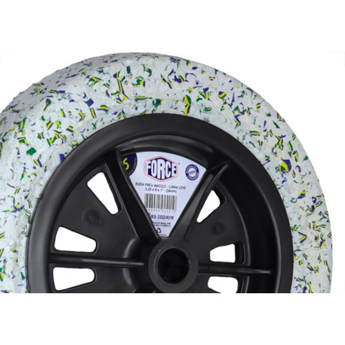 Roda Pneu Macico Force 3,25X8X1'' - Eixo 26Mm - 110