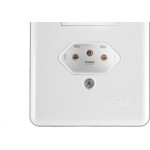 Conjunto Ilumi Stylus Branco Com Placa 1 Simples + Tomada 2P+T. 10A. 20200