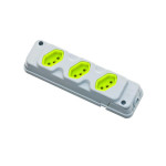Kit C/3 - Tomada Barra Fiolux 2P+T. 20A. Tripla Cinza/Verde