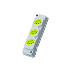 Kit C/3 - Tomada Barra Fiolux 2P+T. 20A. Tripla Cinza/Verde