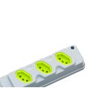 Kit C/3 - Tomada Barra Fiolux 2P+T. 20A. Tripla Cinza/Verde