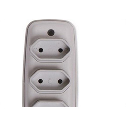 Tomada Barra Ilumi 2 Polos Tripla Cinza 10A. 1633