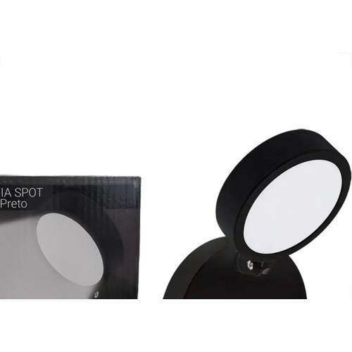 Luminaria Spot Redonda Com Led Ilumi Preta 9W. - 6500K - Il0039