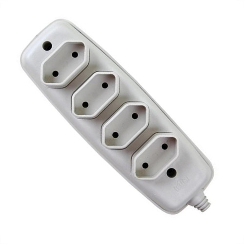 Tomada Barra Ilumi 2 Polos Quadrupla Cinza 10A. 1634