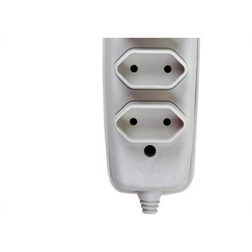 Tomada Barra Ilumi 2 Polos Quadrupla Cinza 10A. 1634