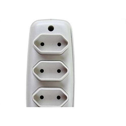 Tomada Barra Ilumi 2 Polos Quadrupla Cinza 10A. 1634