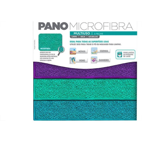 Pano Multiuso Flash Limp Microfibra Color Com 3 Pecas - Flp6742