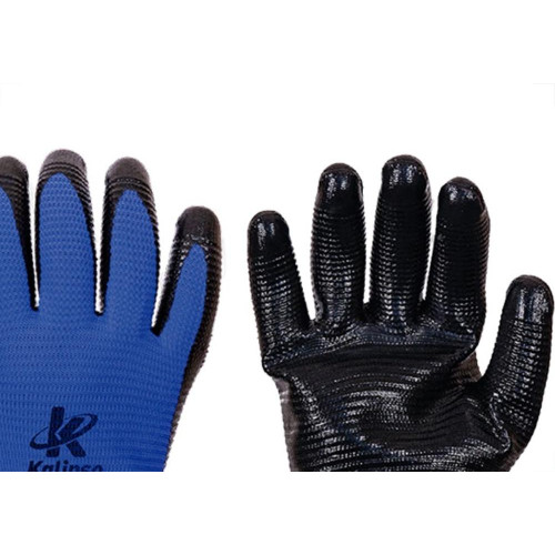 Luva Malha Kalipso Banho Nitrilico Nbr Wave Azul/Preta 10 - Xg - Kit C/12 Pares