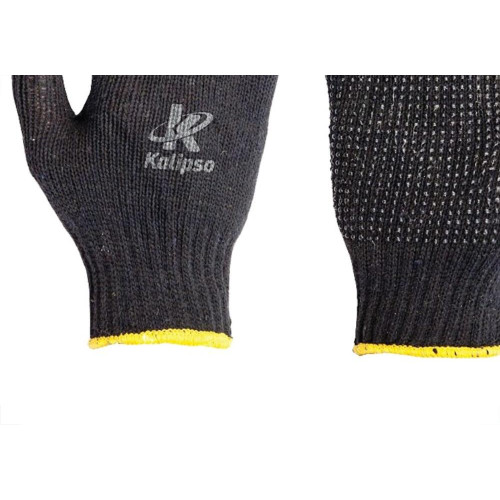 Luva Malha Kalipso Tricotada Pigmentada Tatex Preta G - Kit C/12 Pares