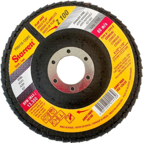 Disco Flap Starrett 4.1/2'' X 7/8''- Grao 100
