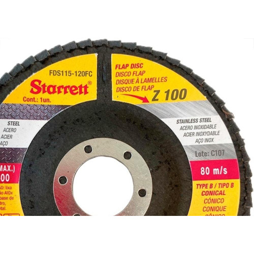 Disco Flap Starrett 4.1/2'' X 7/8''- Grao 100