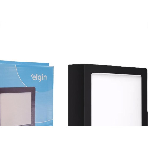 Plafon Led Sobrepor Elgin Quadrado 24W. 6500K. Bivolt Preto