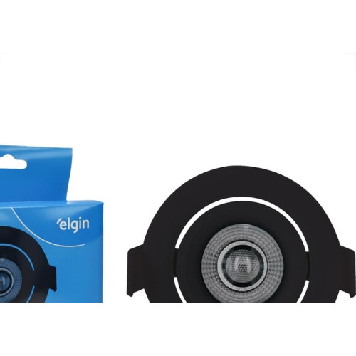 Spot Com Lampada Dicroica Led Elgin 5W. Redondo Preto Bivolt 3000K.