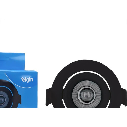 Spot Com Lampada Dicroica Led Elgin 5W. Redondo Preto Bivolt 6500K.
