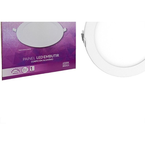 Plafon Led Embutir Opalux Redondo 18W. 6500K. Bivolt Branco