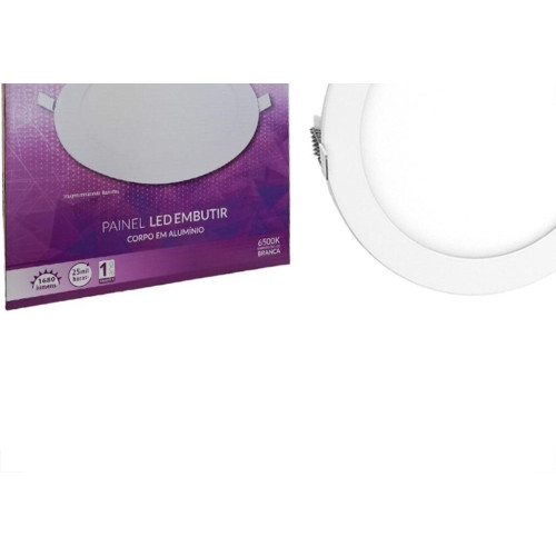 Plafon Led Embutir Opalux Redondo 24W. 6500K. Bivolt Branco