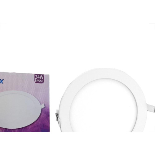 Plafon Led Embutir Opalux Redondo 24W. 6500K. Bivolt Branco