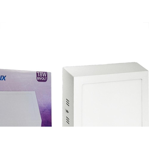 Plafon Led Sobrepor Opalux Quadrado 18W. 6500K. Bivolt Branco