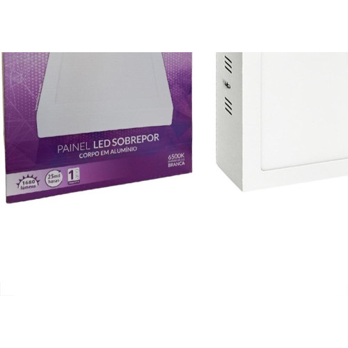 Plafon Led Sobrepor Opalux Quadrado 24W. 6500K. Bivolt Branco