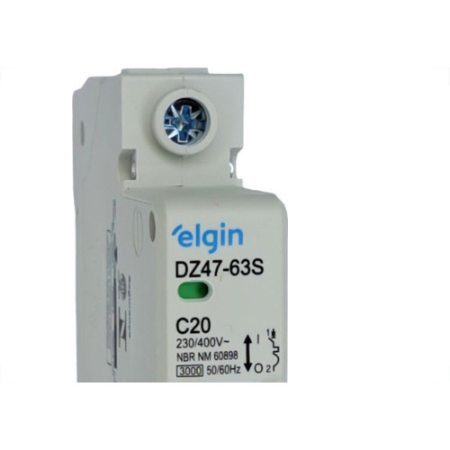 Disjuntor Elgin ''Din'' Unipolar Dz47-63S - 20A.
