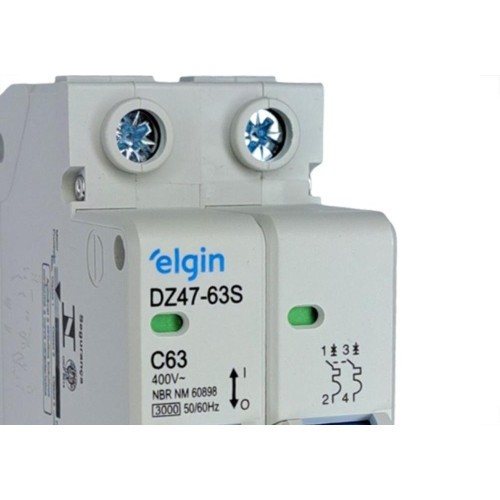 Disjuntor Elgin ''Din'' Bipolar Dz47-63S - 63A.