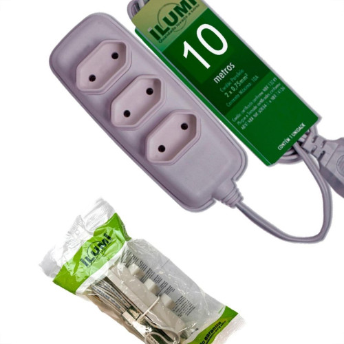 Extensao Ilumi Paralela 2 Polos 0,75Mm Cinza -10M -1793