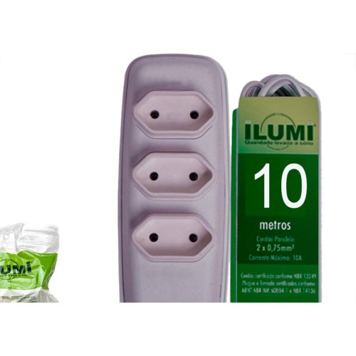 Extensao Ilumi Paralela 2 Polos 0,75Mm Cinza -10M -1793